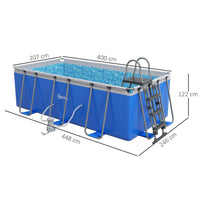 
              Outsunny Rectangle Above Ground Swimming Pool with Pump and Ladder 400x207x122cm
            