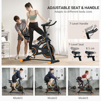 
              HOMCOM Exercise Bike Indoor Cycling w/ LCD Display, Heart Rate Sensor, Orange
            