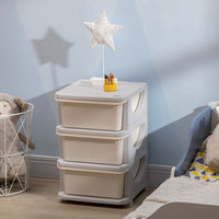 HOMCOM Kids Storage Unit w/ Three Drawers Three-Tier Chest Vertical Dresser