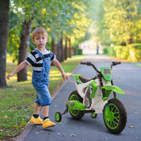 HOMCOM 12V Kids Electric Motorbike Ride-On Motorcycle Training Wheels GREEN