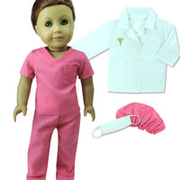 Sophia's 6 Piece Baby Dolls Clothes Set 18 inch Doll Doctor Scrubs & Lab Coat Pink White