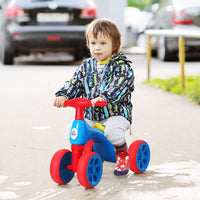 HOMCOM Baby Balance Bike Toddler Safe Training 4 Wheels Storage Bin Muti-Color