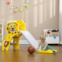 AIYAPLAY 2 in 1 Toddler Slide for Indoor Use with Basketball Hoop for 18-36 Months