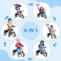 
              HOMCOM 6 in 1 Kids Trike Tricycle Stroller with Parent Handle Purple
            
