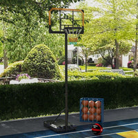 SPORTNOW Basketball Backboard Hoop Net Set System with Wheels 182-213cm Black