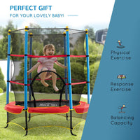 HOMCOM Trampoline for Kids with Enclosure Net Built-in Zipper Safety Pad 3-6 Years