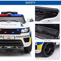 
              12V Kid Electric Ride On Police Car with Remote Siren Bluetooth 3-6 Years HOMCOM
            