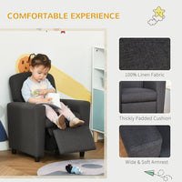 
              HOMCOM Kids Sofa with Footrest Linen Recliner Armchair Playroom Bedroom Grey
            