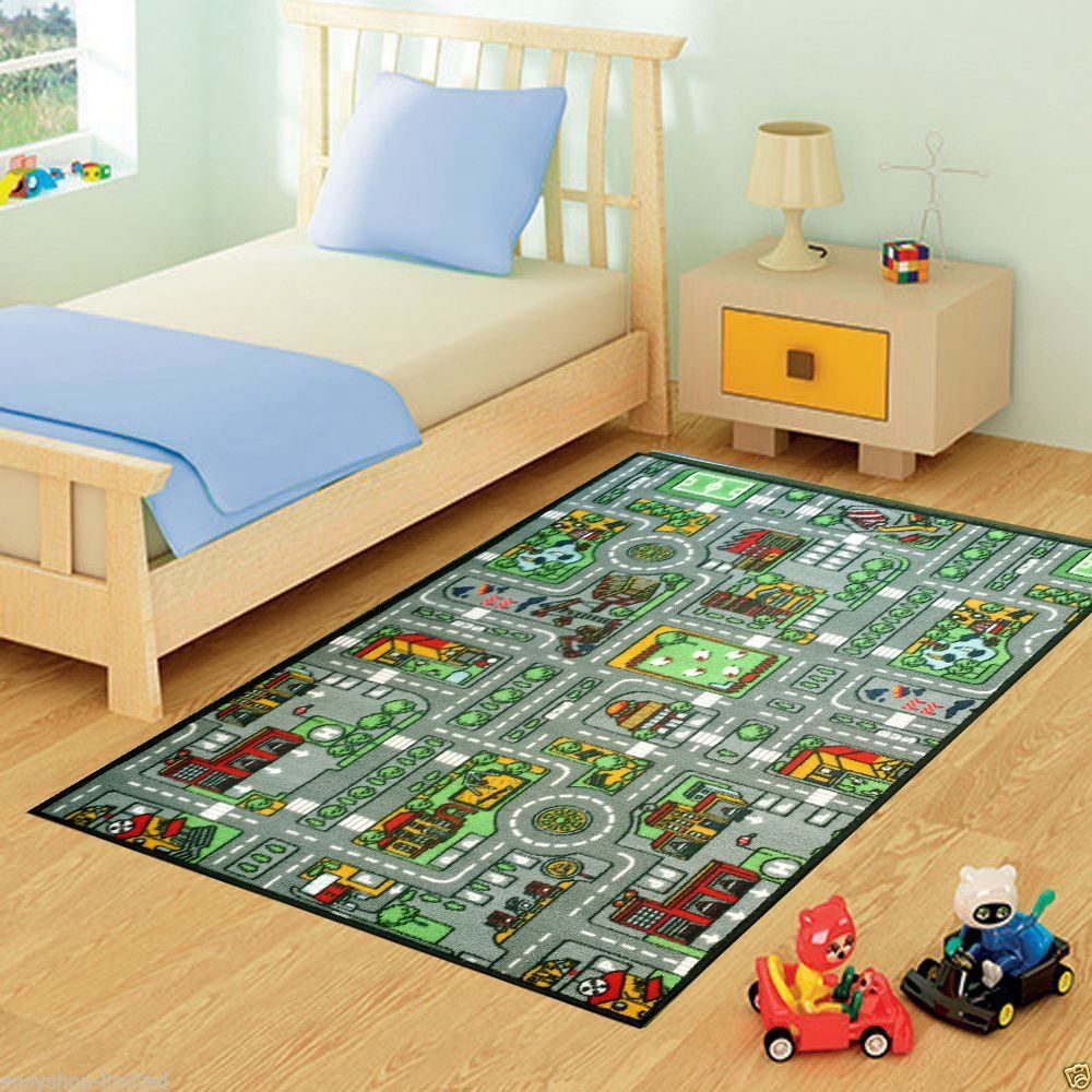 Kids Village Road Rug 100x165cm Cute Design Kids Room Floor