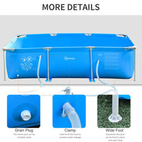 
              Outsunny Swimming Pool with Steel Frame Filter Pump Cartridge Rust Resistant 292x190x75cm BLUE
            