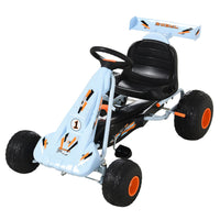 
              HOMCOM Childs Pedal Go Kart Manual Car Brake Gears Steering Wheel Seat Blue
            