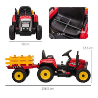 
              HOMCOM Ride on Tractor with Detachable Trailer Remote Control Music RED
            
