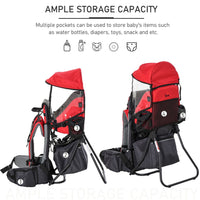 
              HOMCOM Baby Hiking Backpack Carrier Detachable Rain Cover for Toddlers RED
            