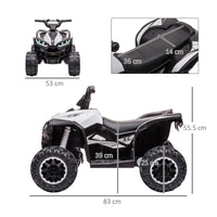 HOMCOM 12V Electric Quad Bikes for Kids Ride On Car ATV Toy for 3-5 Years WHITE