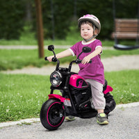 HOMCOM 6V Electric Motorbike with Training Wheels Toddler One-Button Start PINK