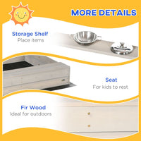 Outsunny Kids Wooden Sandbox with Canopy Kitchen Toys Seat Storage for Outdoor