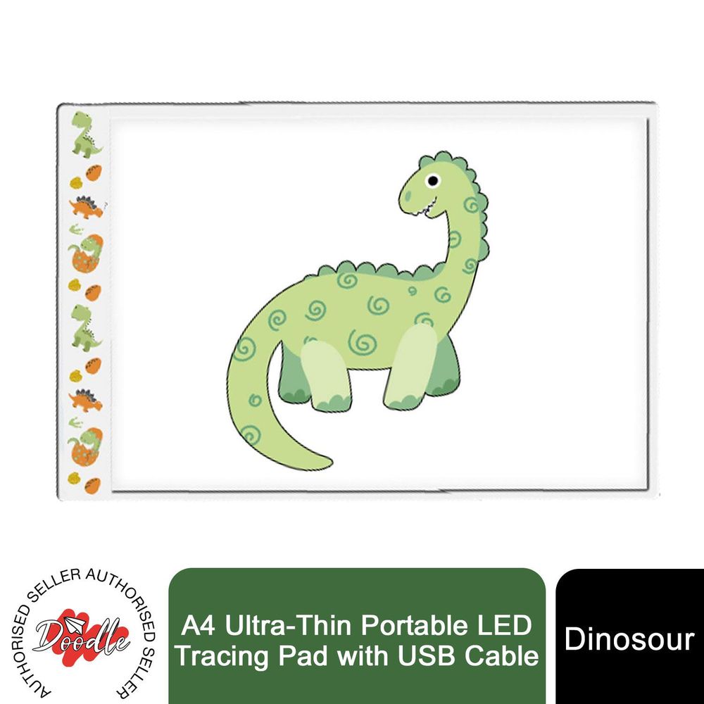 Doodle A4 Ultra-Thin Portable LED Tracing Pad with USB Cable, Dinosaur