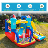 
              Outsunny Kids Bouncy Castle with Slide Pool Trampoline Climbing Wall with Blower
            