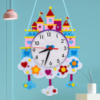 Kids DIY Cartoon Wall Clock Toys Non-woven Cloth Children Cognition Clocks Kindergarten Teaching Aid Toys Children's Gifts