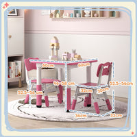 
              AIYAPLAY 3 Pcs Height Adjustable Kids Table and Chair Set for Playroom - Pink
            