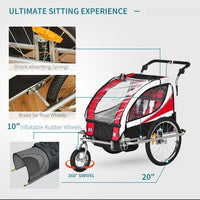 Child Bike Trailer Baby Bicycle Trailer for 2 Kids 360�� Rotatable LED