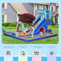 Outsunny 6 in 1 Kids Bouncy Castle with Slide Pool Trampoline & Blower