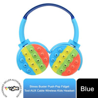 
              Vybe Stress Buster Push-Pop Fidget Tool AUX Cable Wireless Kids Headset - Blue
            