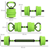 SPORTNOW 4-in-1 Weight Dumbbells Set Barbell Kettlebell Push Up Stand 20kg