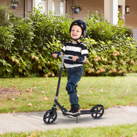 
              Kids Scooter Ride On Toy Height Adjustable For 7-14 Years, Black HOMCOM
            