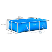 
              Outsunny Swimming Pool with Steel Frame Filter Pump Cartridge Rust Resistant 252x152x65cm BLUE
            