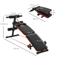 HOMCOM Foldable Sit Up Bench Core Workout for Home Gym Black
