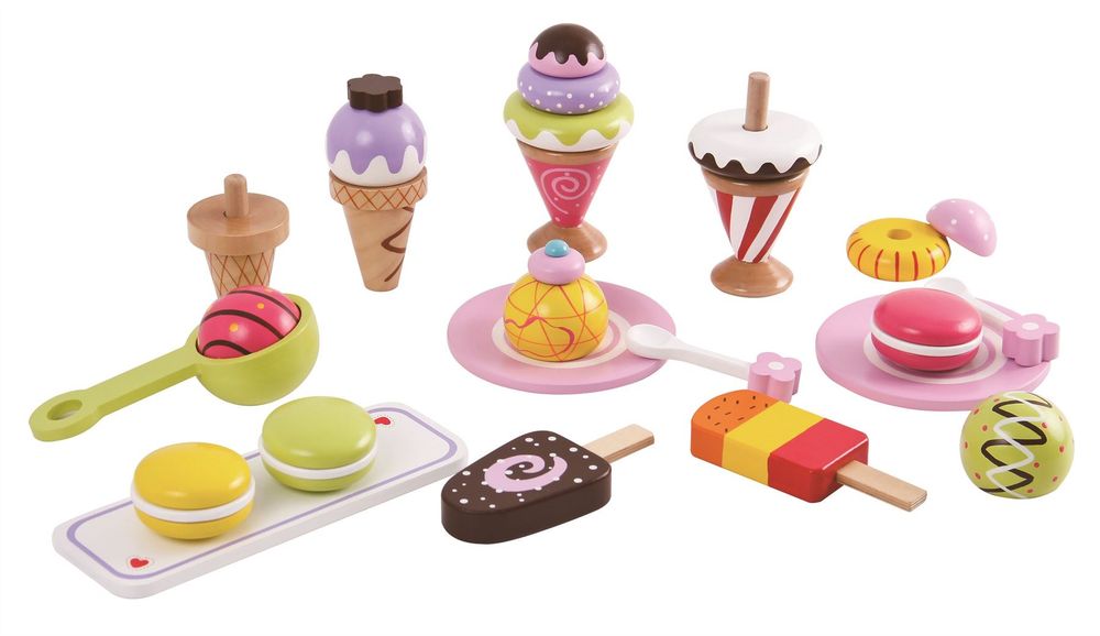 Lelin Wooden 25 Pieces Ice Cream Selection Pretend Play Set
