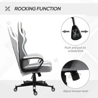 Vinsetto Racing Gaming Chair with Lumbar Support Headrest Gamer Office Chair Grey White