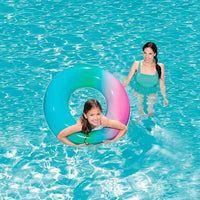 Bestway Inflatable Rainbow Swim Ring Summer Kids Beach Pool Fun Water Float 36 inch