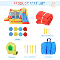 
              Outsunny Bouncy Castle with Slide Pool Rocket Trampoline with Carrybag & Blower
            