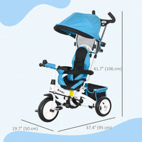 
              HOMCOM 6 in 1 Kids Trike Tricycle Stroller with Parent Handle Blue
            