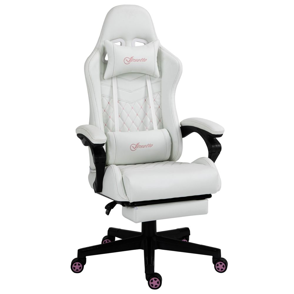 Vinsetto Racing Gaming Chair PU Leather Gamer Recliner Home Office White