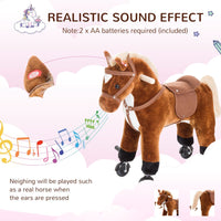 HOMCOM Rocking Horse Ride on Rocker Children Plush Toy Wooden Horse Sound