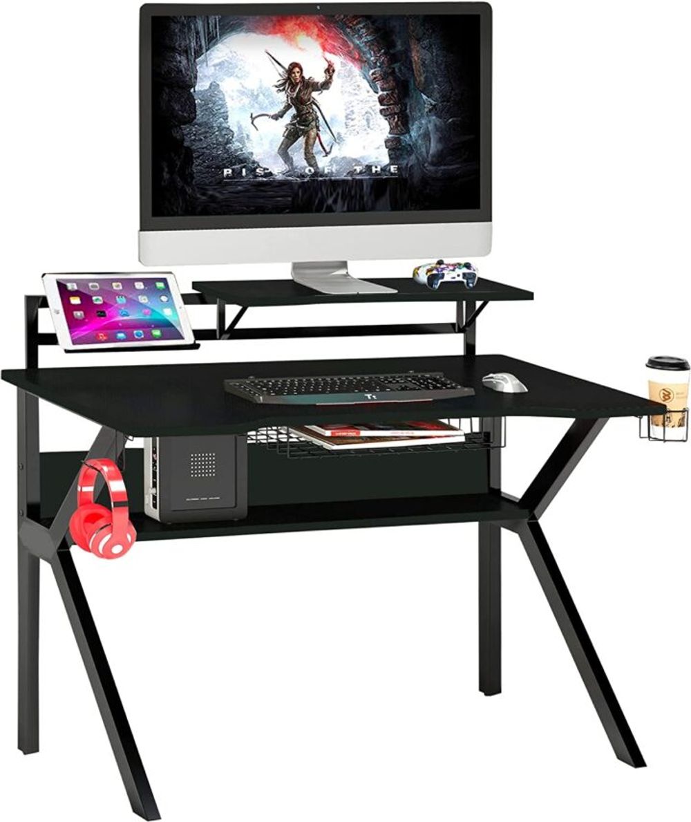 Neo 3 Tier Black Gaming Computer Office Desk