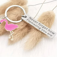 
              1 piece, Flamingo keychain, inspirational gift, never forget how much you have as a stainless steel keychain gift
            