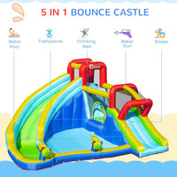 
              Outsunny 5 in 1 Kids Bouncy Castle with Slide Pool Inflatable House & Inflator
            