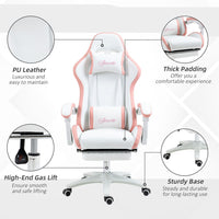 Vinsetto Racing Style Gaming Chair with Reclining Function Footrest Pink