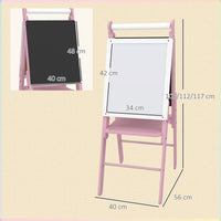 AIYAPLAY Art Easel for Kids Double-Sided Whiteboard Chalkboard with Paper Roll PINK