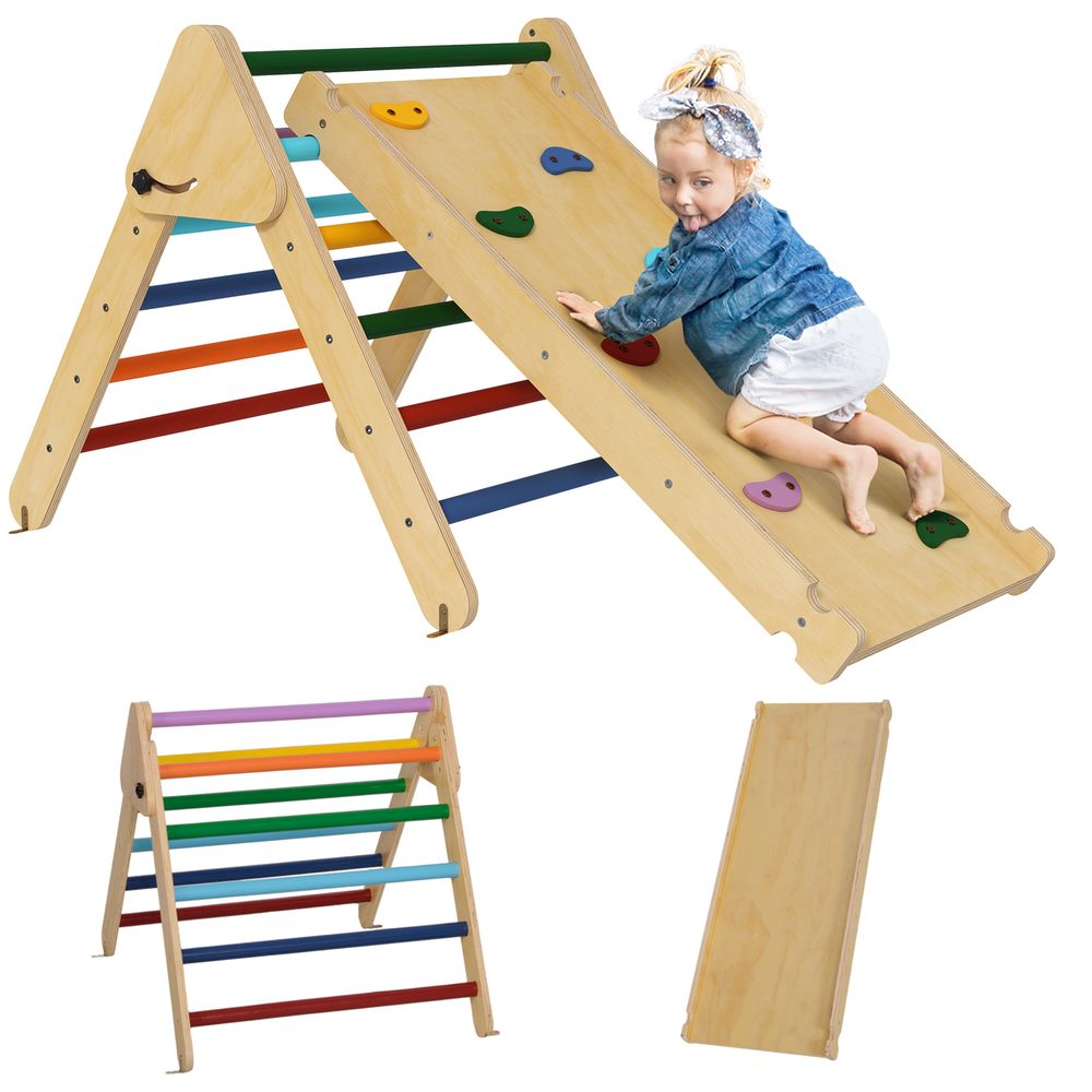 AIYAPLAY Toddler Climbing Frame, Wooden Indoor Pikler Triangle Set