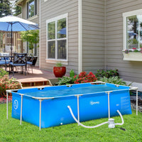 Outsunny Swimming Pool with Steel Frame Filter Pump Cartridge Rust Resistant 252x152x65cm BLUE