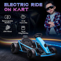 
              HOMCOM 24V Electric Go Kart for Kids with Music Horn Honking Slow Start BLUE
            