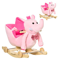 
              HOMCOM 2-in-1 Baby Rocking Horse Ride On Elephant with Wheels Music Pink
            
