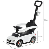 
              Mercedes Benz AMG C63 Licensed Ride-On Pushcar with Storage Handle Horn White
            