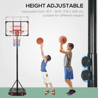 SPORTNOW Kids Adjustable Basketball Hoop and Stand with Wheels 1.8-2m