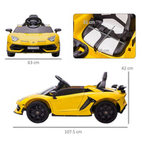 HOMCOM Lamborghini Aventador Licensed 12V Kids Electric Ride On Car - Yellow